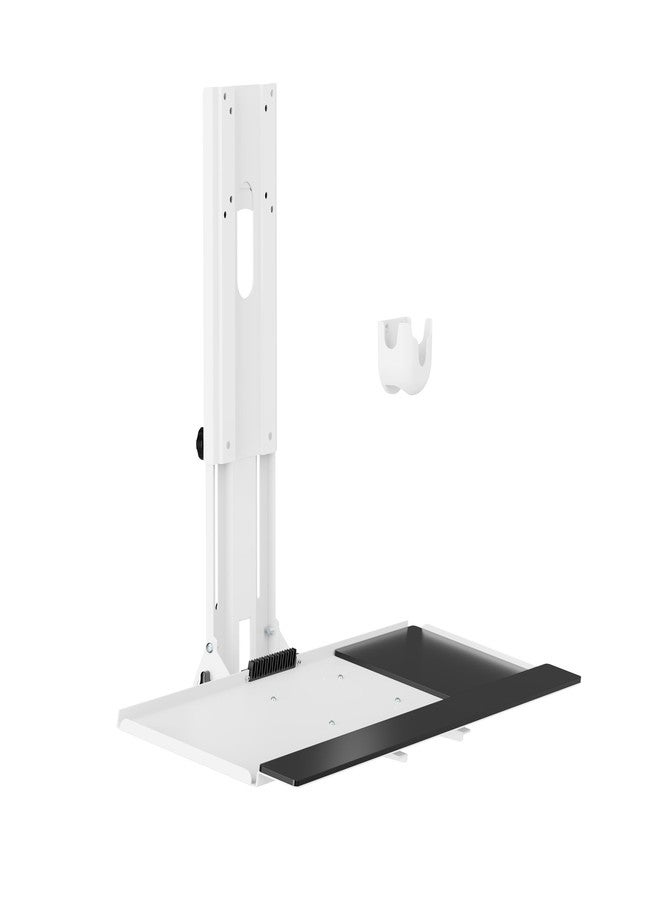 Mount Plus MED01 Medical Monitor and Keyboard Wall Mount For 17" to 32" Display with Height Adjustable Standing Keyboard Tray | Wide Platform with Mouse Pad | Wall Mount Scanner Holder - Image 2