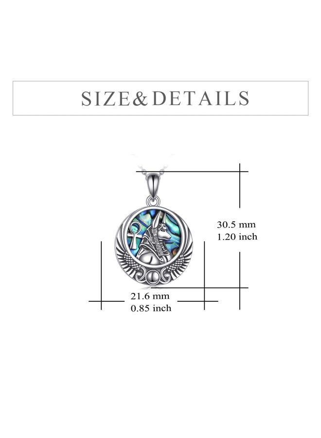 YFN Anubis Necklace Sterling Silver Egyptian Pendant Abalone Shell Egypt Jewelry Gifts for Women Men - Image 4