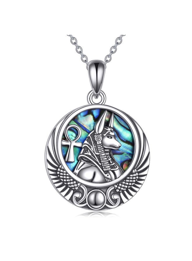 YFN Anubis Necklace Sterling Silver Egyptian Pendant Abalone Shell Egypt Jewelry Gifts for Women Men - Image 1