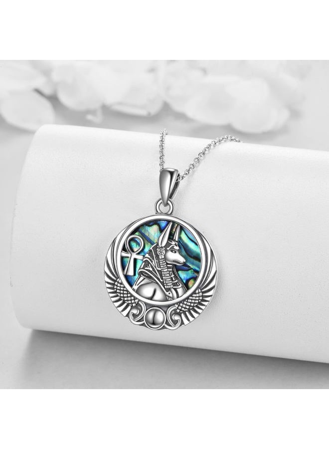 YFN Anubis Necklace Sterling Silver Egyptian Pendant Abalone Shell Egypt Jewelry Gifts for Women Men - Image 2