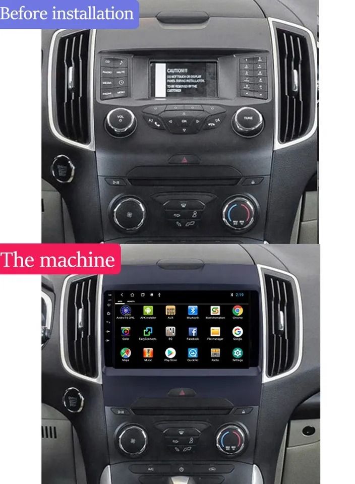 رايموس شاشة أندرويد للسيارة فورد إيدج 2015–2018، 4 جيجابايت رام + 32 جيجابايت روم، تدعم أبل كاربلاي و أندرويد أوتو اللاسلكي، شاشة لمس بوصة، نظام ملاحة GPS، بلوتوث، كاميرا خلفية AHD - Image 2