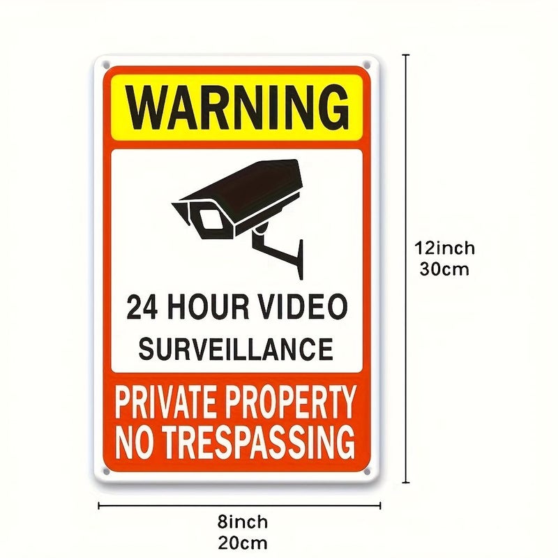 2pcs Aluminum Metal Video Surveillance Sign No Trespassing Warning 8x12 Inch Indoor Outdoor - Image 3