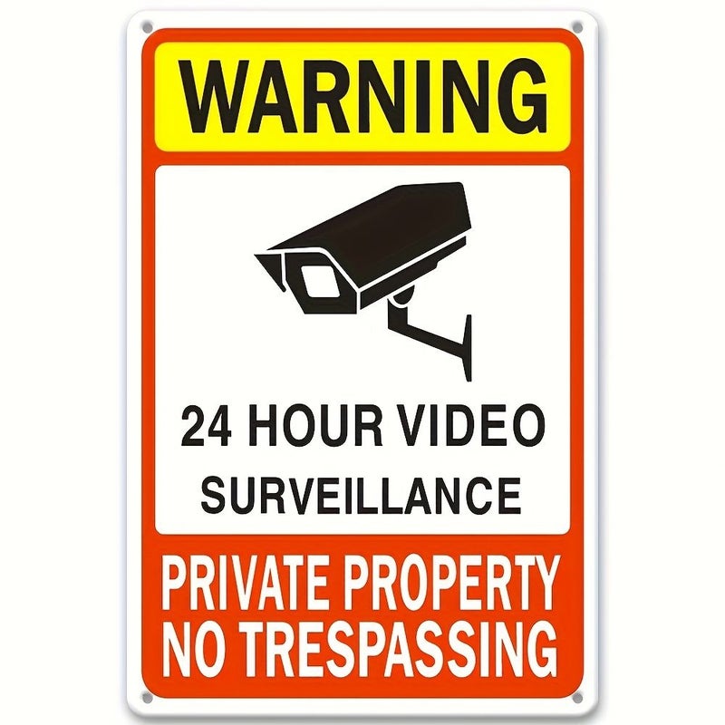 2pcs Aluminum Metal Video Surveillance Sign No Trespassing Warning 8x12 Inch Indoor Outdoor - Image 2