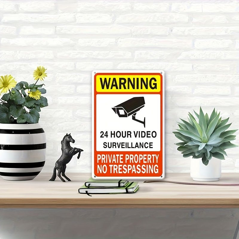 2pcs Aluminum Metal Video Surveillance Sign No Trespassing Warning 8x12 Inch Indoor Outdoor - Image 5