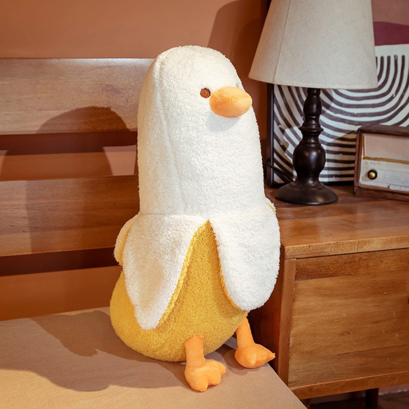 hitoshe Banana Duck Plush Toy, Banana Duck Stuffed Animals Doll Cute Plushie Hugging Plush Pillow Gift for Girls and Boys (White, 19.68 inch) - Image 4