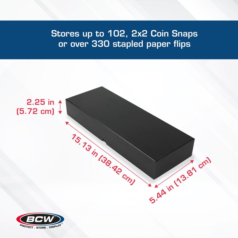 BCW Double Row 2x2 Coin Box | Holds 102 Snaps or 330+ Paper Flips | Coin Storage Box for Collectors | Removable Trays - Image 3