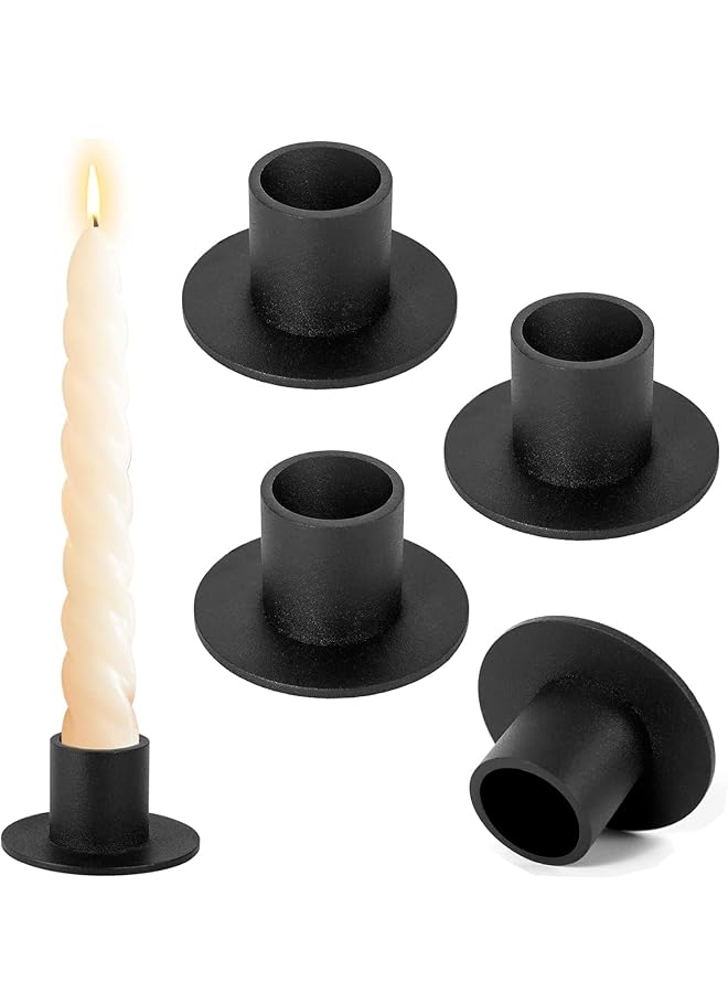 The Bros AMZSTRU Taper Candle Holder, 4Pcs Black Matte Iron Candlestick Holders Retro Candle Holders Columniform Bulk Farmhouse Decor for Table Centerpieces, Home Decoration, Party, Dinner. - Image 1