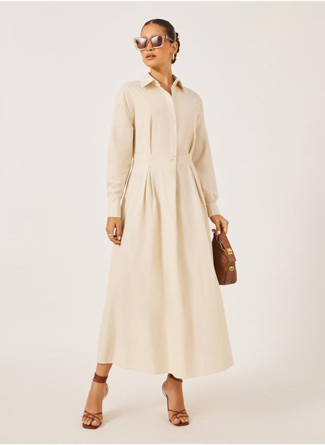 Styli Neutral Button-Down Dress  - Image 2