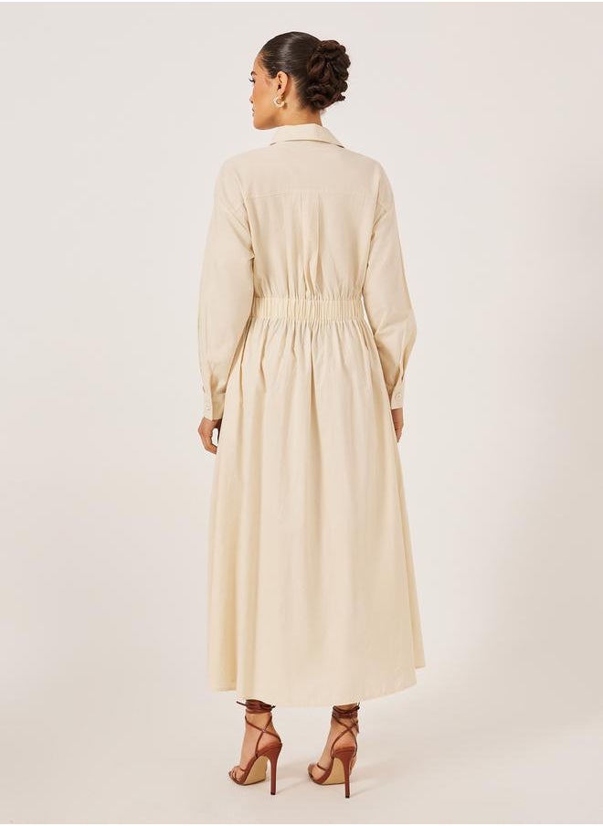 Styli Neutral Button-Down Dress  - Image 5