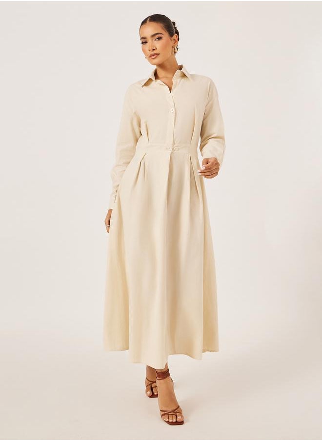 Styli Neutral Button-Down Dress  - Image 1