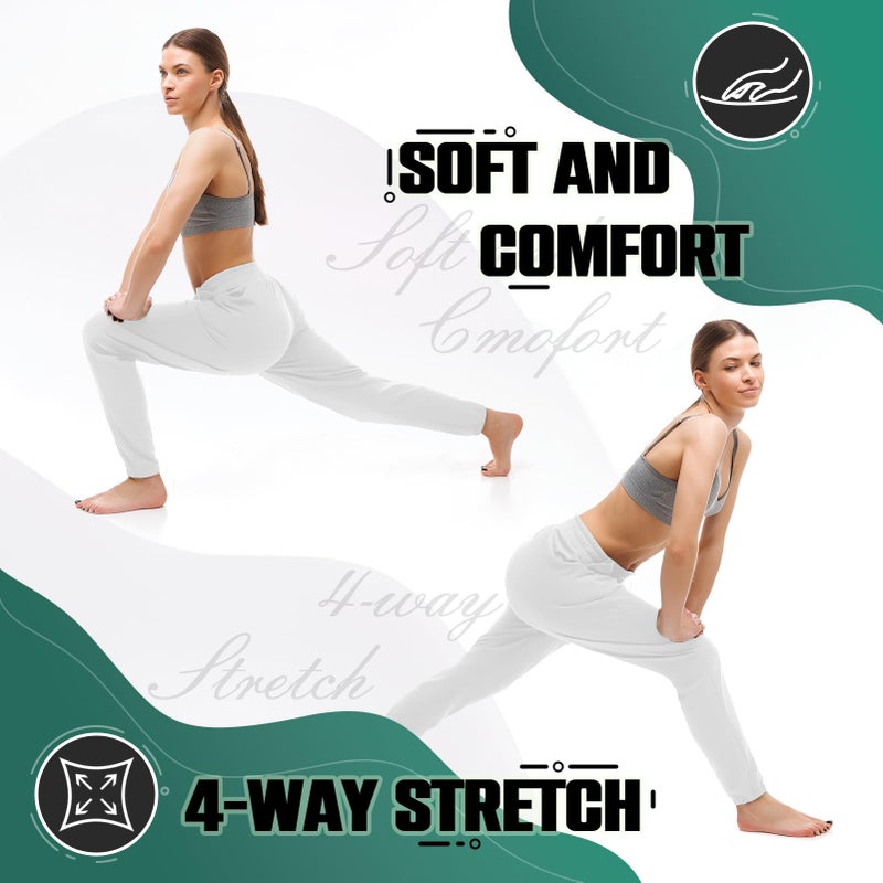 Walifrey Womens Joggers with Pockets, Drawstring Sweatpants Women for Lounging Jogging Gym and Workout White,1 Pack White M - Image 4