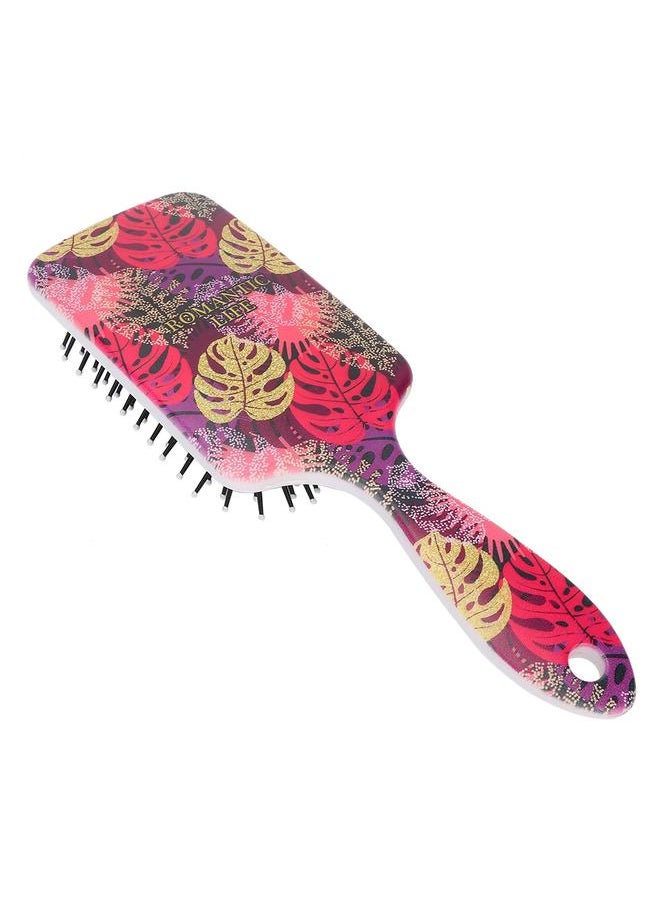 Thoraya Personality Leaves Pattern Anti-static Hair Comb Tangles Resistant Massage Comb (Red Leaves)  - Image 2