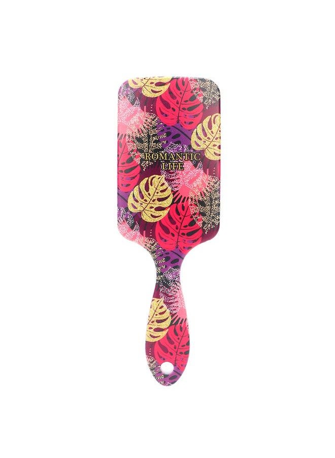 Thoraya Personality Leaves Pattern Anti-static Hair Comb Tangles Resistant Massage Comb (Red Leaves)  - Image 1