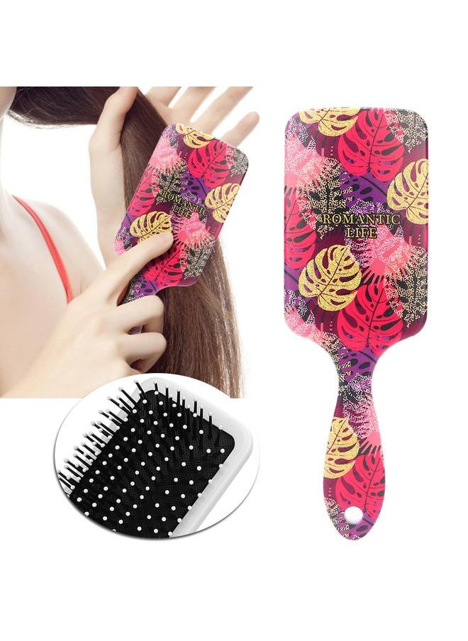 Thoraya Personality Leaves Pattern Anti-static Hair Comb Tangles Resistant Massage Comb (Red Leaves)  - Image 5
