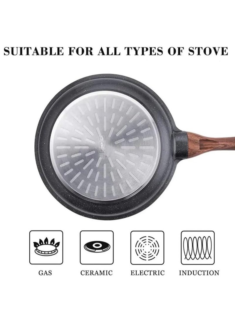 VIO - Nonstick Marble Coated Frying Saute Pan Granite Skillet Coating Stay Cool Bakelite Handle Healthy Cookware Chef Cooking Egg Pan 3MM Thickness PFOA Free Suitable for All Cookers Hobs Large 26CM - Image 1