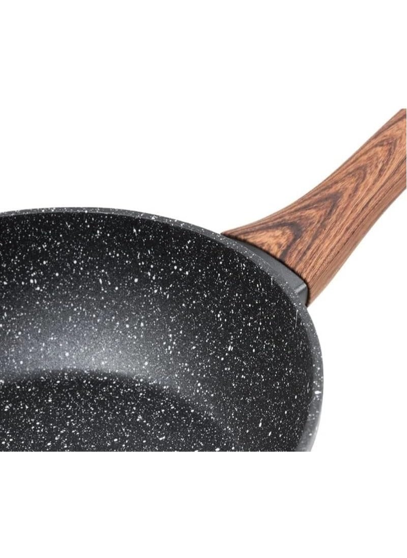 VIO - Nonstick Marble Coated Frying Saute Pan Granite Skillet Coating Stay Cool Bakelite Handle Healthy Cookware Chef Cooking Egg Pan 3MM Thickness PFOA Free Suitable for All Cookers Hobs Large 26CM - Image 1