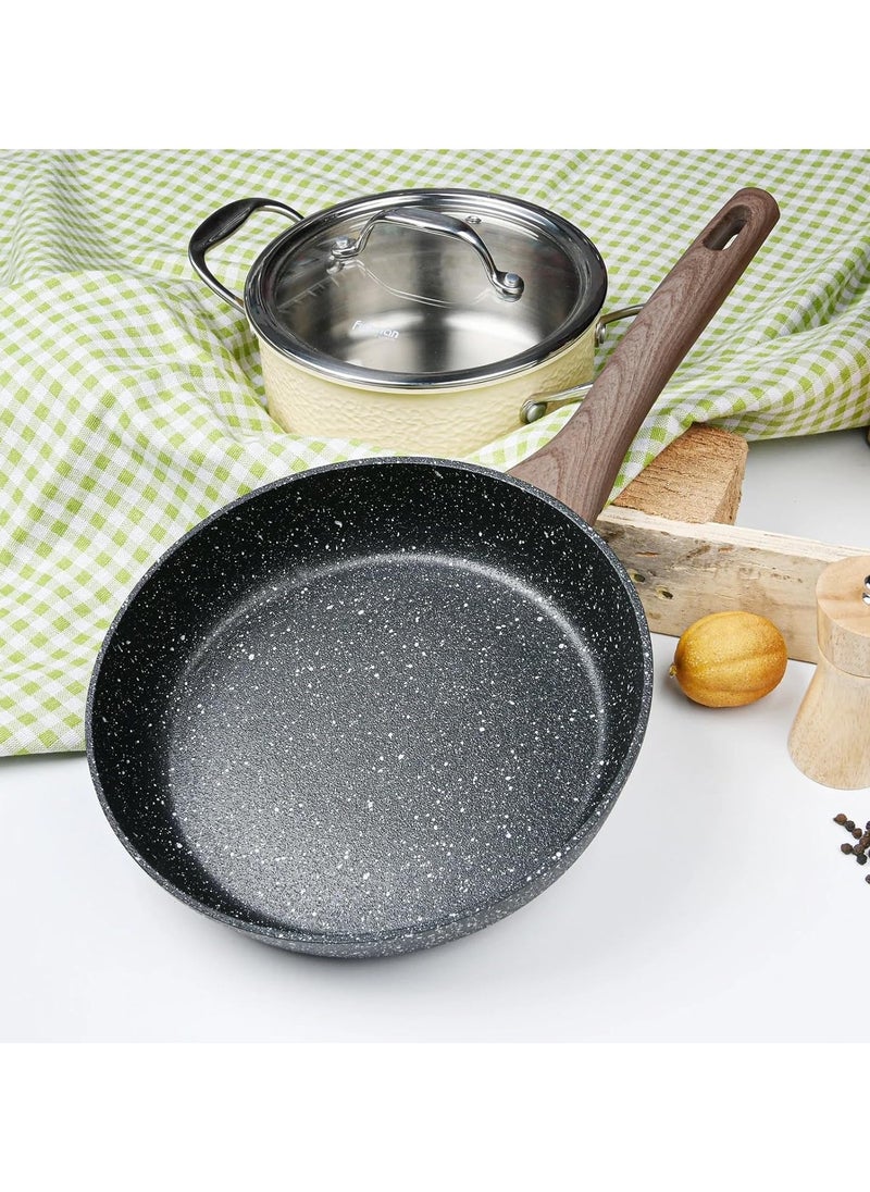 VIO - Nonstick Marble Coated Frying Saute Pan Granite Skillet Coating Stay Cool Bakelite Handle Healthy Cookware Chef Cooking Egg Pan 3MM Thickness PFOA Free Suitable for All Cookers Hobs Large 26CM - Image 1