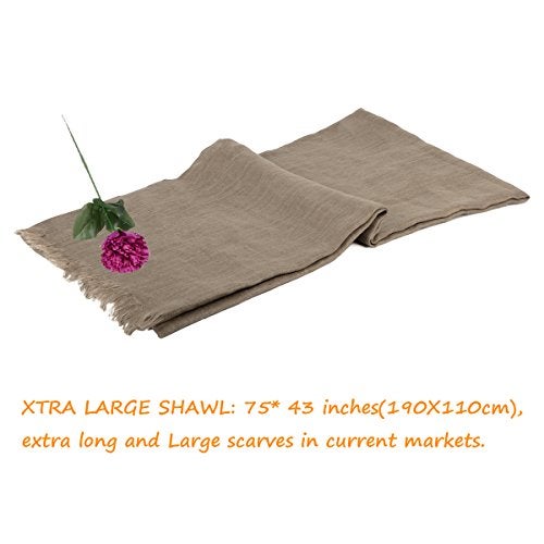 Iristide Womens Long Scarf in Solid Color, Light Weight Large Shawls Wrap for Beach Outdoor Camping Traveling Sunscreen Neckwear 75×43 inch (Khaki) - Image 4