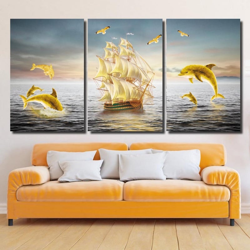 Marktna Three luxurious canvas prints with a modern design and a hollow frame, measuring (120×60), three pieces - Image 1