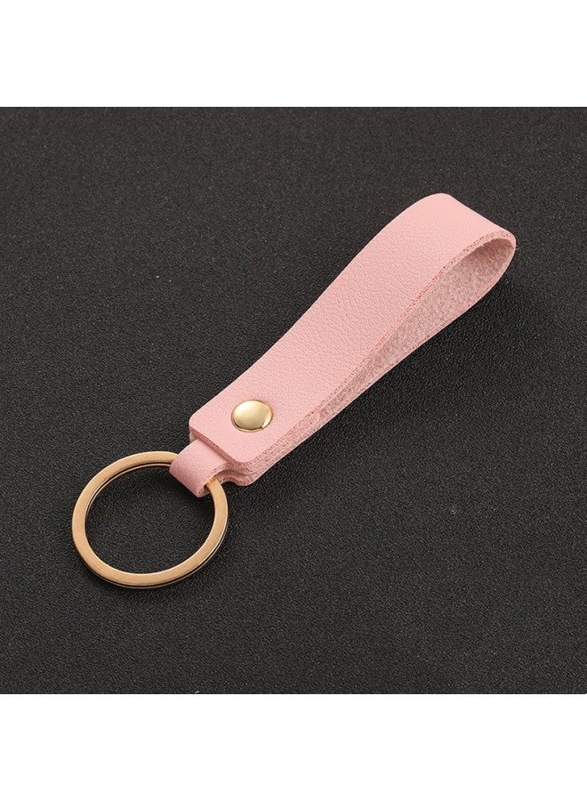 Generic Soft PU Leather Key Chains for Friends Colorful Simple Blank Keyring Pendant Short Style Car Keychain Accessories Keys Storage-Color:Pink - Image 1