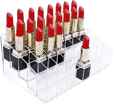 Gospire 40 Stand Lipstick Holder Clear Acrylic Lip Gloss Lipstick Holder Case Display Rack Holder 40 slots in a 8 x 5 arrangement Makeup Organizer - Image 1