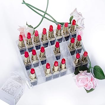 Gospire 40 Stand Lipstick Holder Clear Acrylic Lip Gloss Lipstick Holder Case Display Rack Holder 40 slots in a 8 x 5 arrangement Makeup Organizer - Image 5