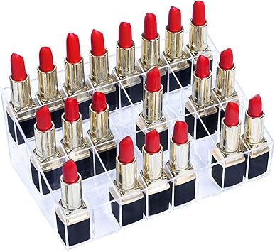 Gospire 40 Stand Lipstick Holder Clear Acrylic Lip Gloss Lipstick Holder Case Display Rack Holder 40 slots in a 8 x 5 arrangement Makeup Organizer - Image 2