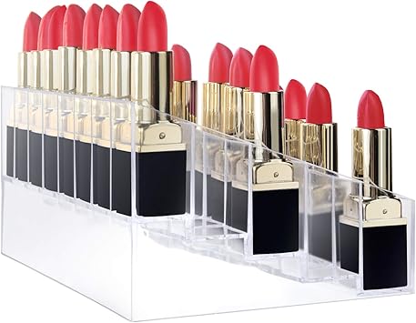 Gospire 40 Stand Lipstick Holder Clear Acrylic Lip Gloss Lipstick Holder Case Display Rack Holder 40 slots in a 8 x 5 arrangement Makeup Organizer - Image 4