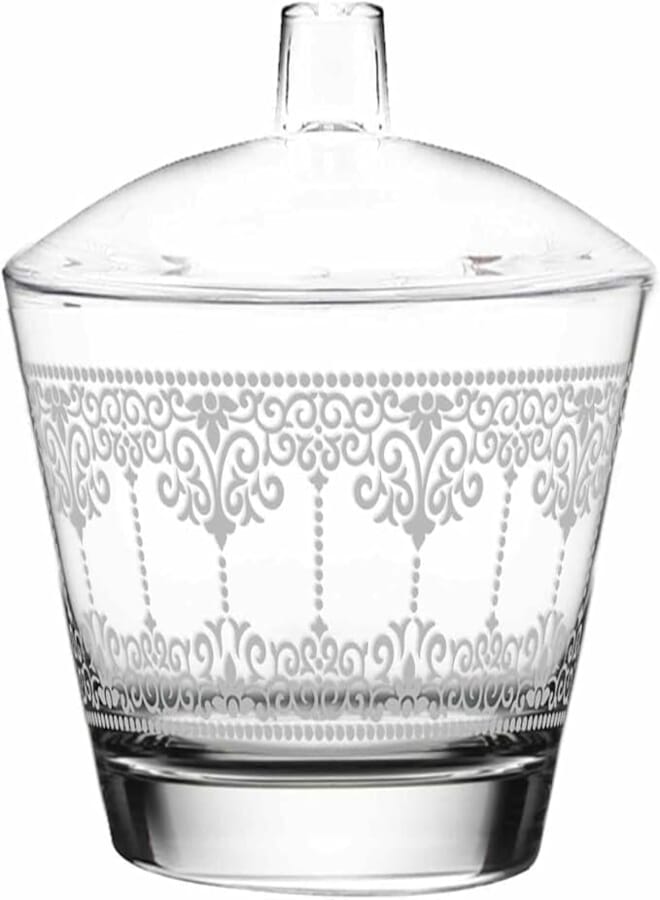 Dimlaj Veil Glass Sugar Bowl with Lid, 250 ml Capacity