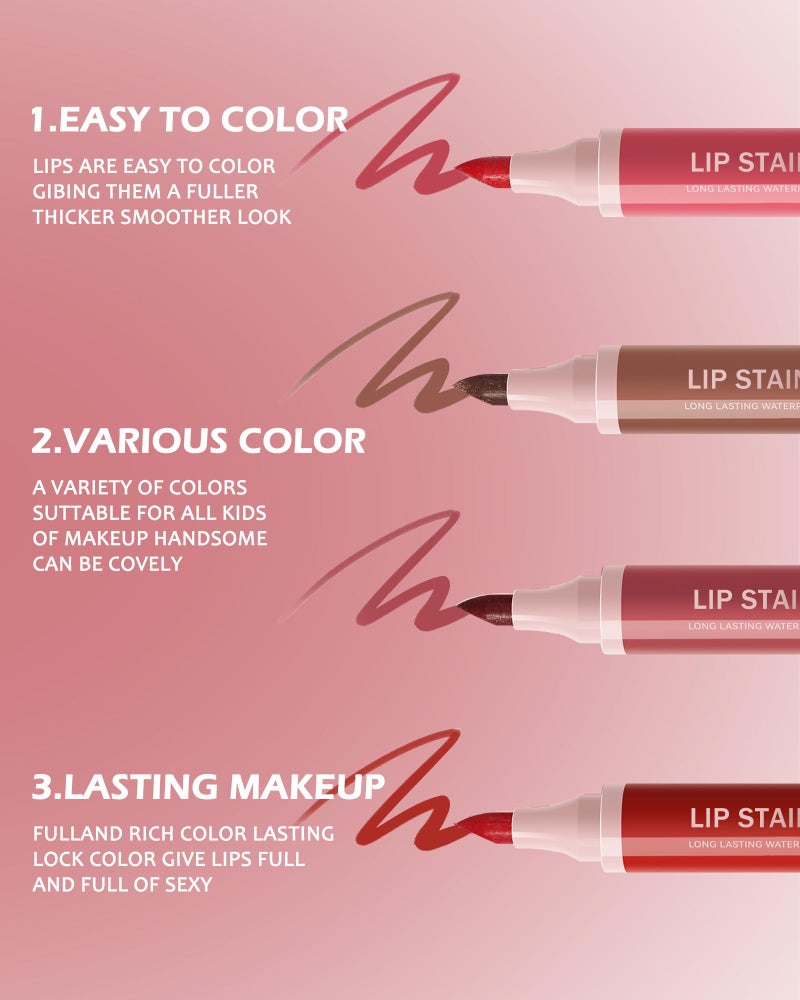 LYSdefeu Lip Stain Liner Pen-1Pcs Nude Brown Lip Tint Stain Liquid Lipstick Lip Liner Pencil,Matte Lipcolor Lipstain,Longlasting Waterproof Lip Gloss,Precise Chisel Tip Lipgloss,Makeup Gift for Women-02 - Image 3