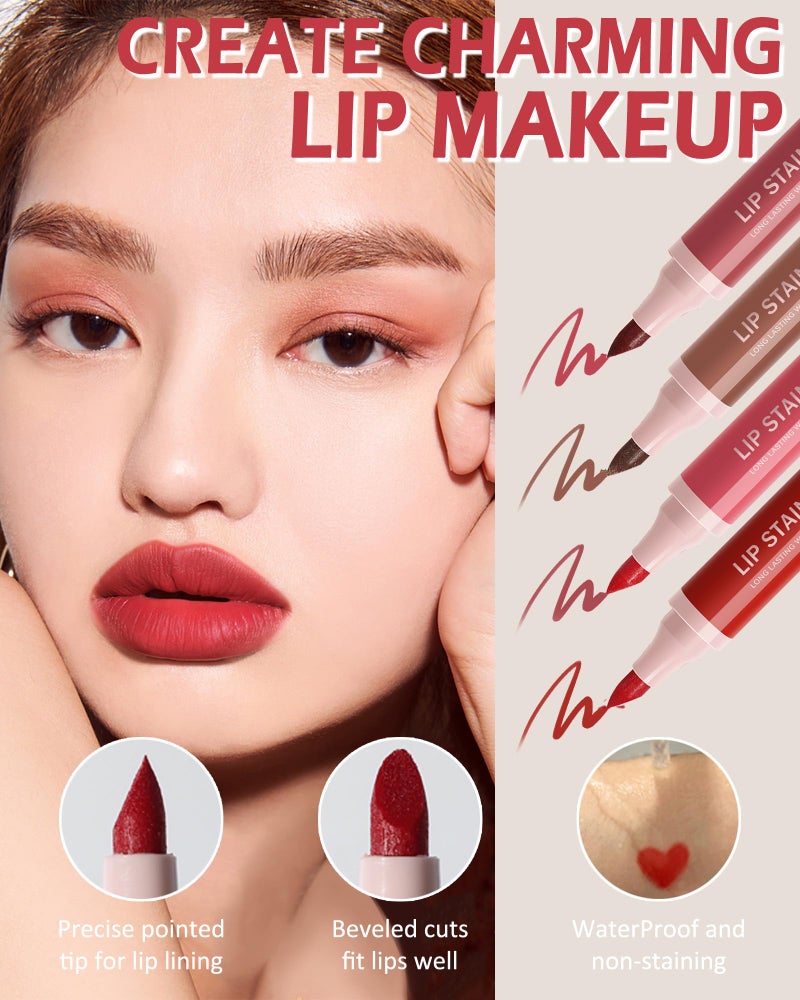 LYSdefeu Lip Stain Liner Pen-1Pcs Nude Brown Lip Tint Stain Liquid Lipstick Lip Liner Pencil,Matte Lipcolor Lipstain,Longlasting Waterproof Lip Gloss,Precise Chisel Tip Lipgloss,Makeup Gift for Women-02 - Image 5