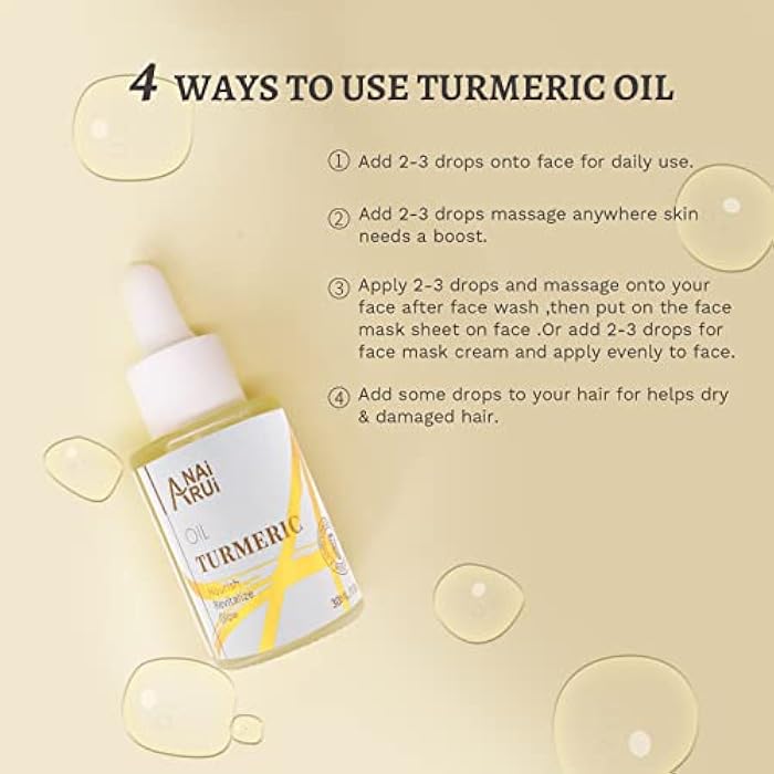 ANAI RUI Turmeric Face Oil, Facial Oils & Serum with Turmeric, Turmeric Skincare Oil for Dry Skin, Wrinkles, Acne, Evens Tone, Moisturizing Face Oil 1.06OZ - Image 4