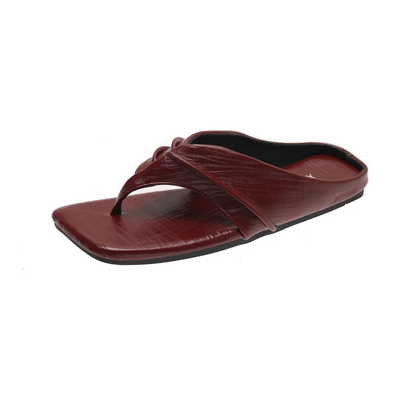 Women's Square Toe Thong Sandals, Flat, Summer Casual Beach Flip Flops - Image 4