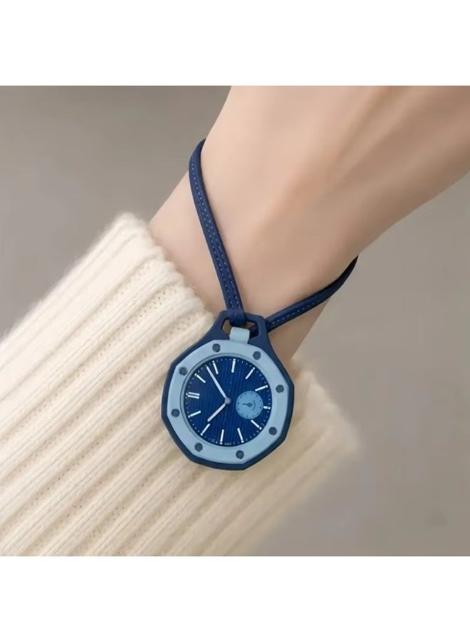 Quartz Analog Pendant Watch for Boys & Girls, Blue Multicolor Dial