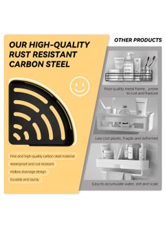Zibuyu ZIBUYU® Bathroom Shelf for Wall, Corner Shelf for Bathroom, Self-Adhesive Aluminum Alloy Bathroom Organizer Bathroom Corner Shelf for Wall for Bathroom Accessories, Toiletries, Shampoo, Soap, Lotion  - Image 3