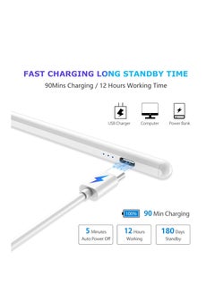 Generic Capacitive Stylus Pen with Replacement Tips Wide Drop for Android Touch Screens with Rejection Technology Compatible with Samsung/Huawei/Tablet/Mobile, White  - Image 4