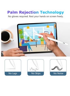 Generic Capacitive Stylus Pen with Replacement Tips Wide Drop for Android Touch Screens with Rejection Technology Compatible with Samsung/Huawei/Tablet/Mobile, White  - Image 5