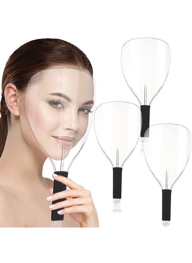 Noverlife Noverlife 3PCS Barber Salon Face Shield, Plastic Hairdressing Haircut Face Mask, with Sponge Handle, Reusable Hairspray Face Shield, Clear Hair Spray Face Protector Shield Mask for Hairdressing Makeup  - Image 1
