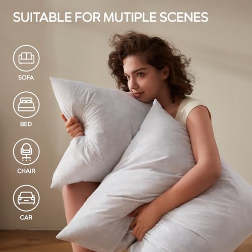Swandream Feather Throw Pillow Insert, Soft Fluffy Square 18 x 18 Inches Decorative Pillow Insert, Feather and Down Euro Pillows for Bed, Couch and Cushion - Image 5