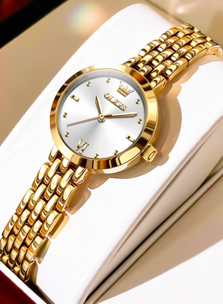 OLEVS Luxury Top Brand Women's Watches Elegant Fashion Gold Watch for Women Original Simple Quartz Waterproof Wristwatch Ladies - Image 1