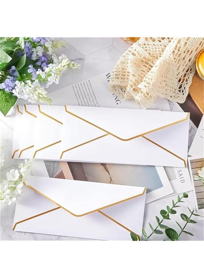 White Business Envelopes, 25 Pack V Flap Luxury Envelopes with Foil Border, 5 x 7 Inch Premium Mailing Envelope for Wedding, Invitations, Greeting Cards, Photos, Graduation, Birthday - Image 3