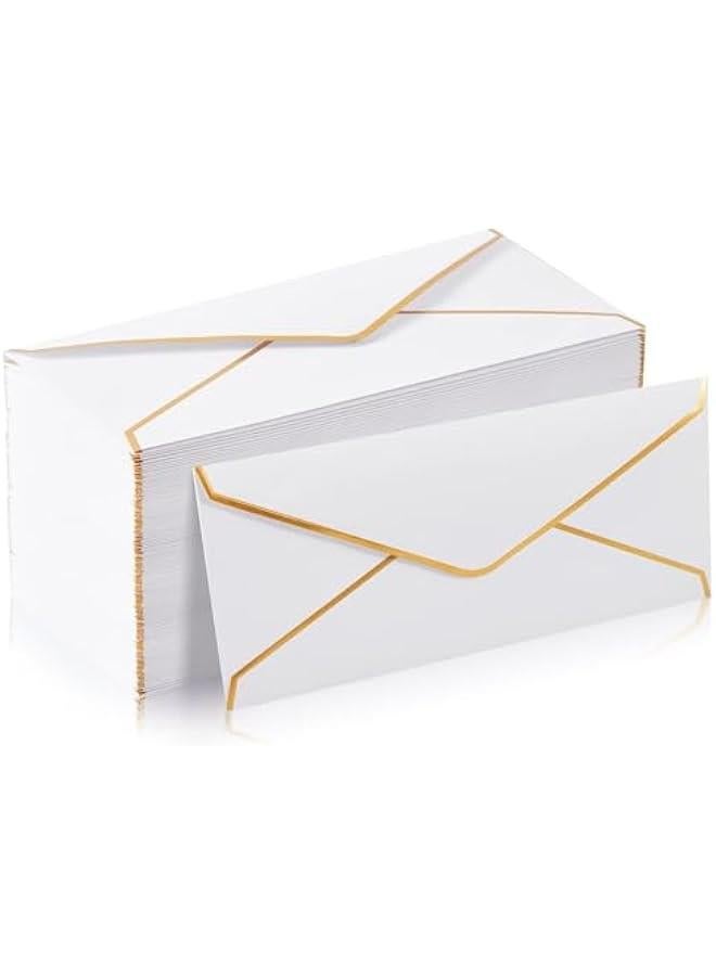 White Business Envelopes, 25 Pack V Flap Luxury Envelopes with Foil Border, 5 x 7 Inch Premium Mailing Envelope for Wedding, Invitations, Greeting Cards, Photos, Graduation, Birthday - Image 1