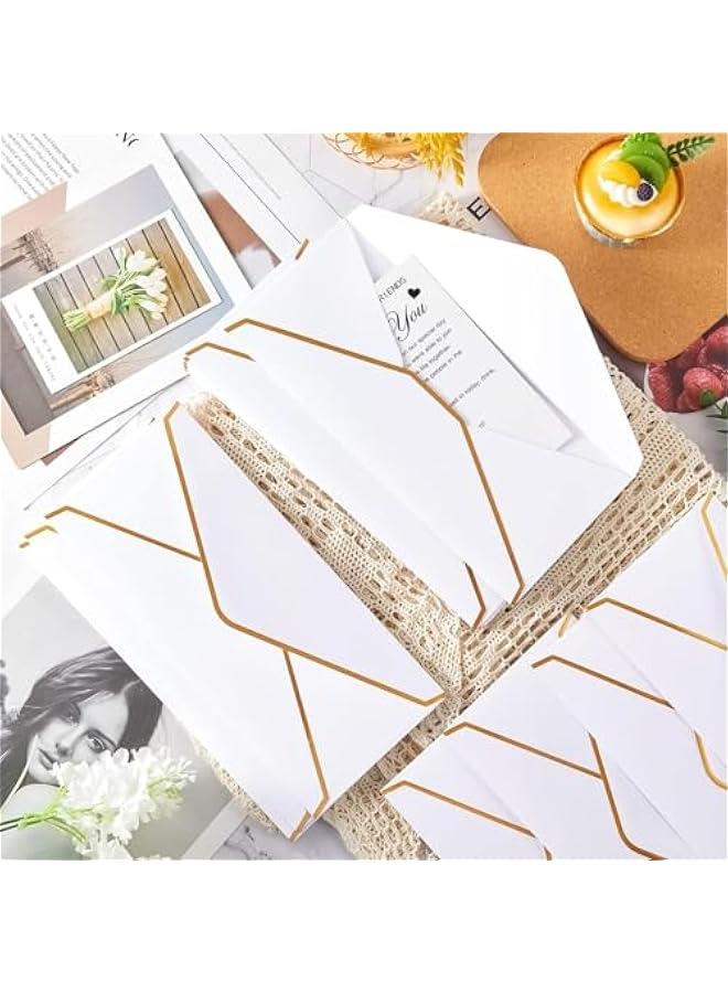 White Business Envelopes, 25 Pack V Flap Luxury Envelopes with Foil Border, 5 x 7 Inch Premium Mailing Envelope for Wedding, Invitations, Greeting Cards, Photos, Graduation, Birthday - Image 4