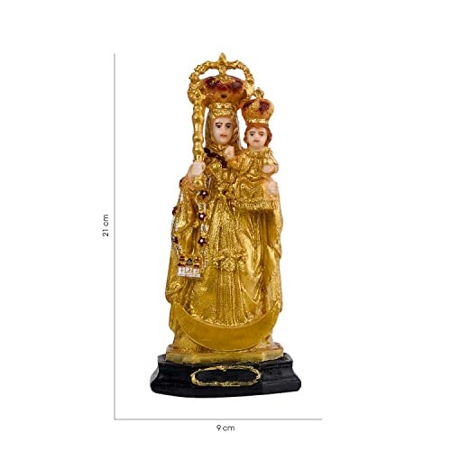 Newven Holy Mother Our Lady of Good Health Velankanni Matha Showpiece Idol Christian Statues Mother Mary Figurine Home Decor Gift for House Warming, Living Room, Golden, 21 X 9 X 9 CM - Image 2