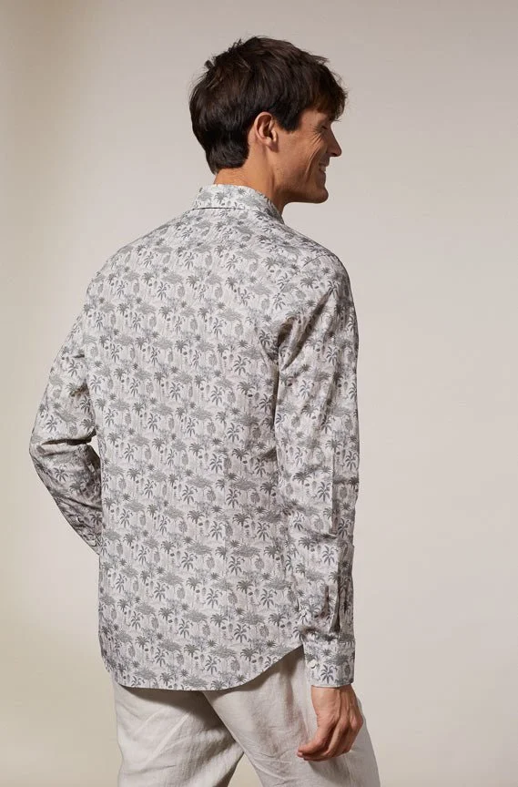 Vicomte A. Clovis Light Beige Printed Canvas Shirt 100% Cotton