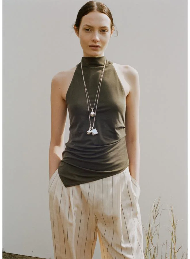 Asymmetric ruched top