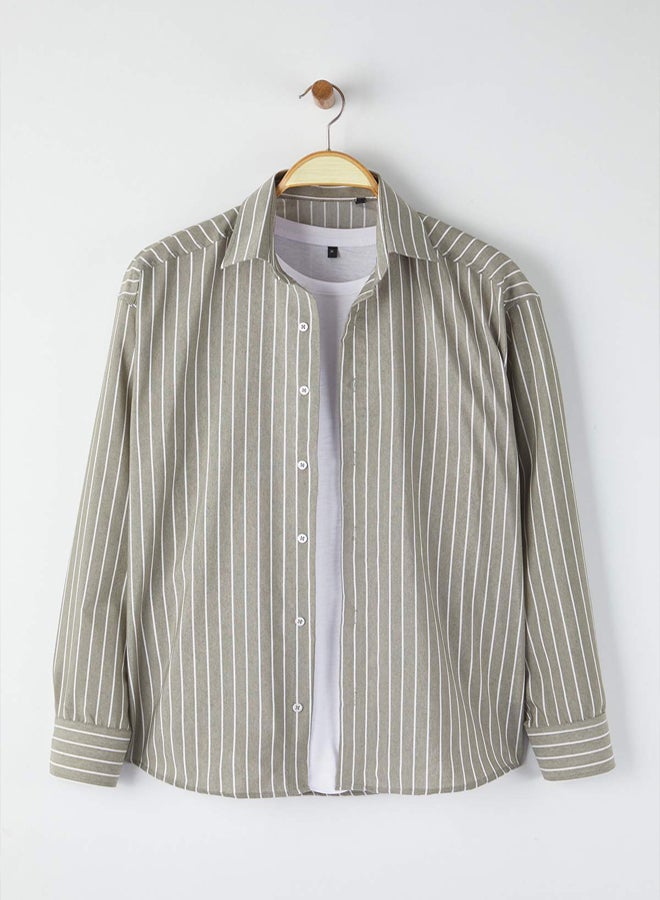 trendyol Khaki Regular Men's Shirt - Image 5