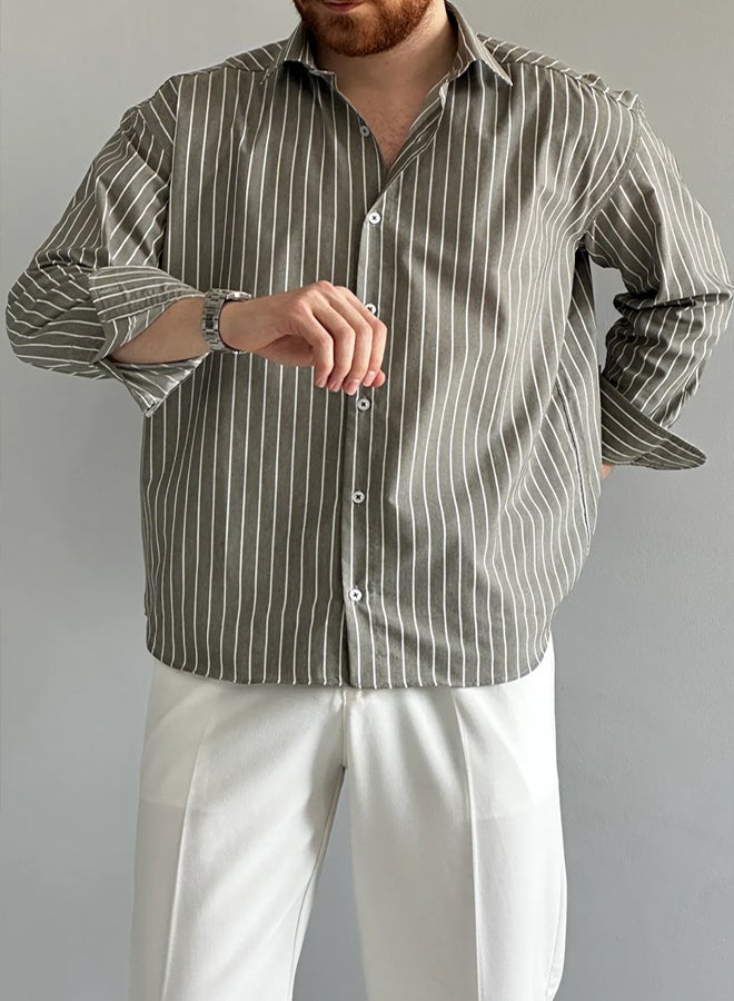 trendyol Khaki Regular Men's Shirt - Image 3
