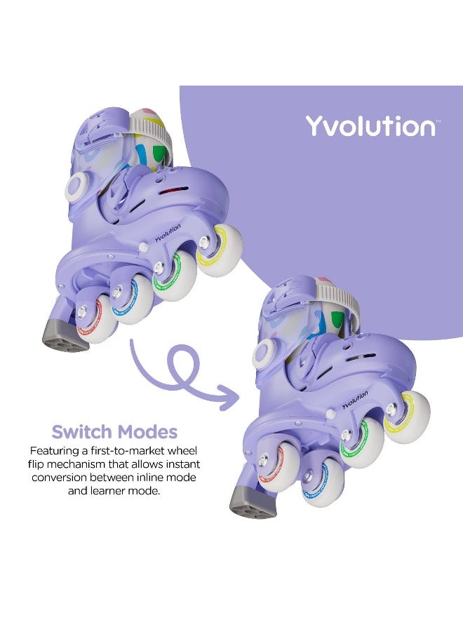 Yvolution Yvolution Twista 2-in-1 Adjustable In-Line Skates (Purple, M)  - Image 2