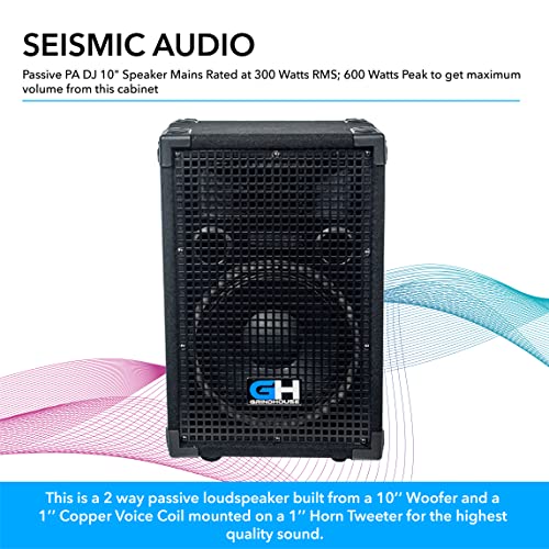Grindhouse Speakers - GH10L - Passive 10 Inch 2-Way PA/DJ Loudspeaker Cabinet - 600 Watt Full Range PA/DJ Band Live Sound Speaker - Image 3